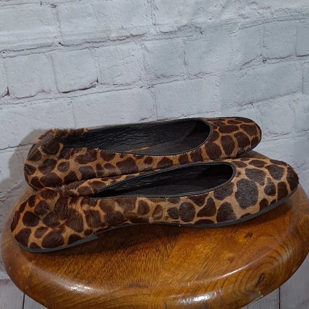 Donald J Pliner Brown Giraffe Pony Hair Ballet Flats